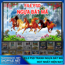 File psd tranh Ngựa bát mã 2023